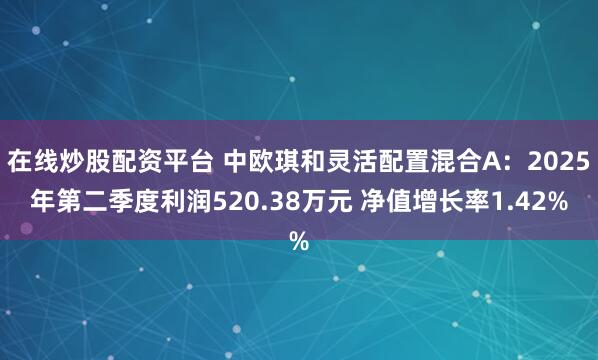在线炒股配资平台 中欧琪和灵活配置混合A：2025年第二季度利润520.38万元 净值增长率1.42%