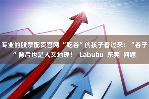 专业的股票配资官网 “吃谷”的孩子看过来：“谷子”背后也是人文地理！_Labubu_东莞_问题
